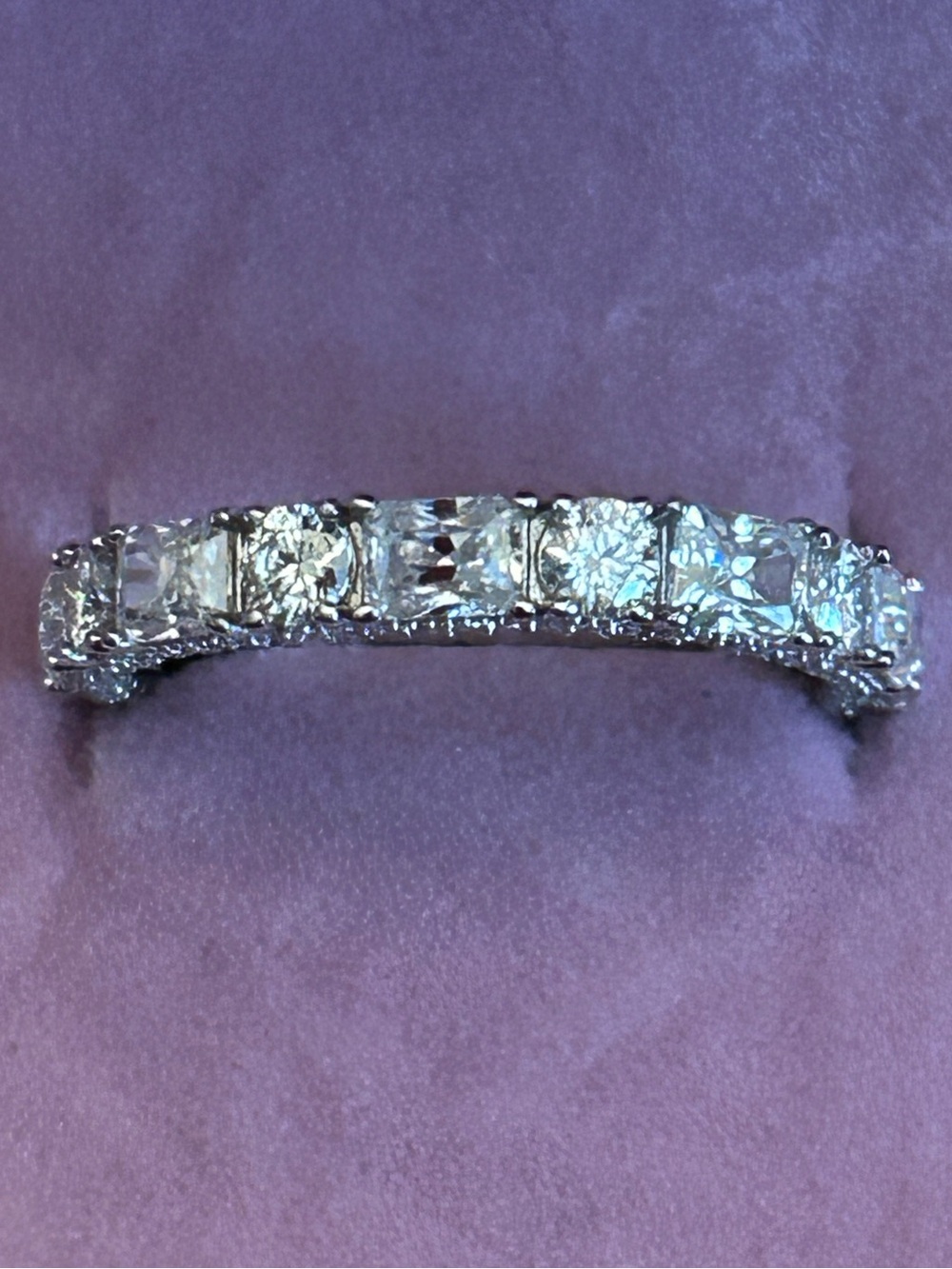 2.00CTW Round & Elongated Princess-Cut Moissanite 💎 Eternity Band 925 SSilver